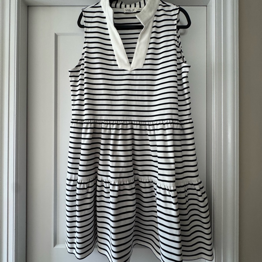 Eliza J Black and White Striped Dress